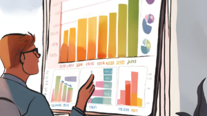 IT specialist looking over a dashboard with charts